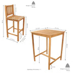 Sunnydaze 3-Piece Teak Wood Outdoor Bar Set - Brown
