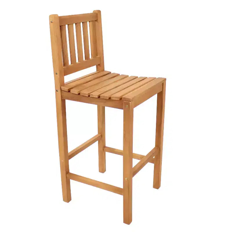 Sunnydaze 3-Piece Teak Wood Outdoor Bar Set - Brown