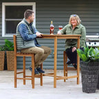Sunnydaze 3-Piece Teak Wood Outdoor Bar Set - Brown