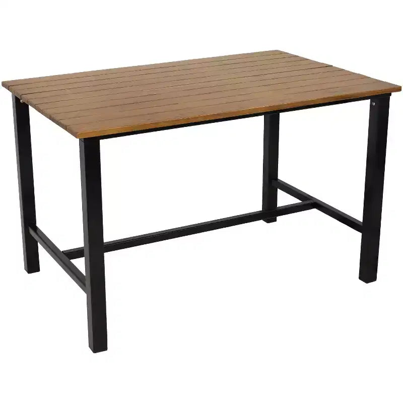 Sunnydaze European Chestnut 3-Piece Indoor/Outdoor Patio Dining Set with Powder-Coated Steel Frame