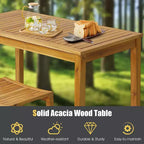 Costway 7 PCS Acacia Wood Bar Table Set 45 Rectangular Dining Table & 6 Saddle Stools