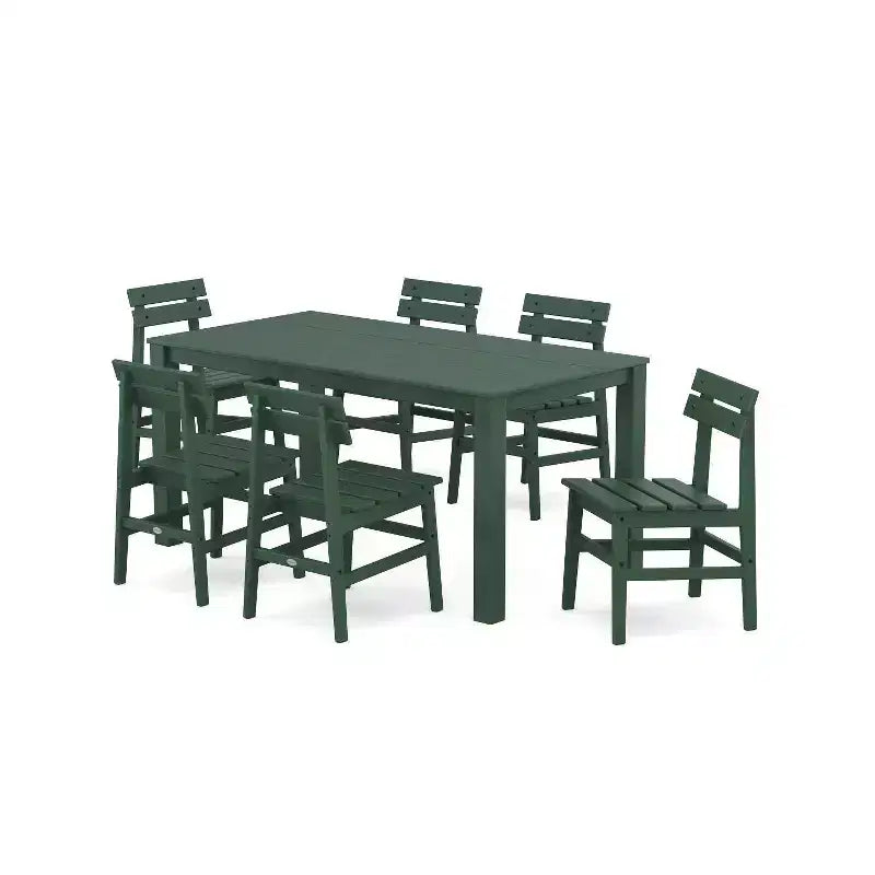 Set da pranzo da patio esterno POLYWOOD Modern Studio Plaza, 7 pezzi, con sedie e tavolo Parsons