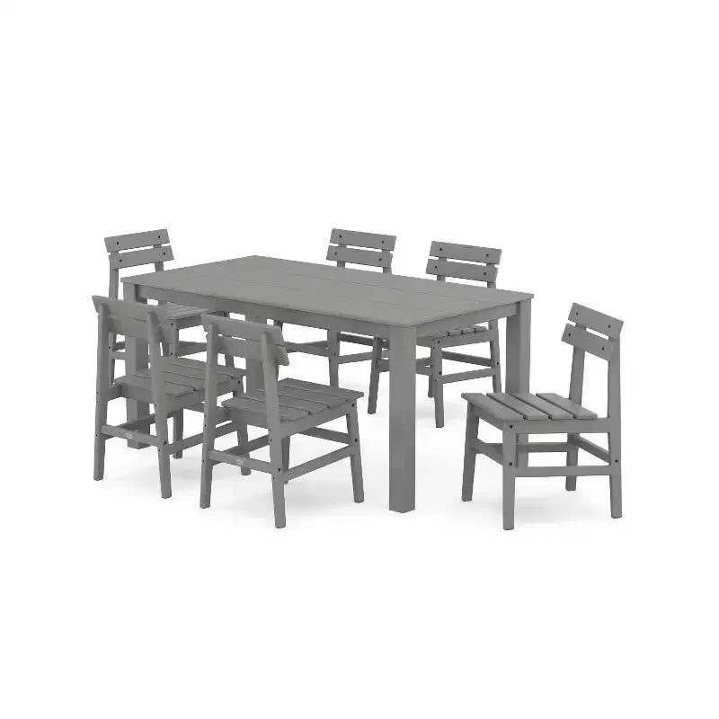 Set da pranzo da patio esterno POLYWOOD Modern Studio Plaza, 7 pezzi, con sedie e tavolo Parsons