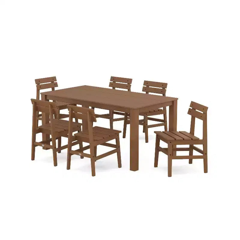Set da pranzo da patio esterno POLYWOOD Modern Studio Plaza, 7 pezzi, con sedie e tavolo Parsons