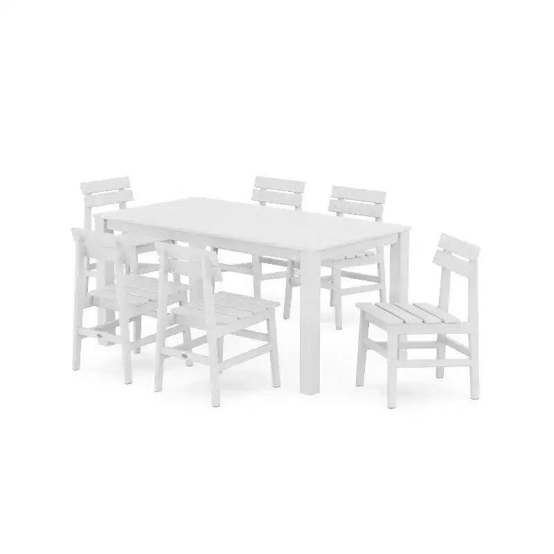 Set da pranzo da patio esterno POLYWOOD Modern Studio Plaza, 7 pezzi, con sedie e tavolo Parsons