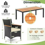 Costway 9 PCS Outdoor Dining Set with Acacia Wood Tabletop, Umbrella Hole, Seat Cushions