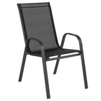 Flash Furniture Brazos 7 Piece Commercial Grade Patio Dining Set with Tempered Glass Patio Table and 6 Chairs with Flex Comfort Material Seats and Backs