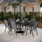 Flash Furniture Brazos 7 Piece Commercial Grade Patio Dining Set with Tempered Glass Patio Table and 6 Chairs with Flex Comfort Material Seats and Backs