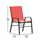 Flash Furniture Brazos 7 Piece Commercial Grade Patio Dining Set with Tempered Glass Patio Table and 6 Chairs with Flex Comfort Material Seats and Backs
