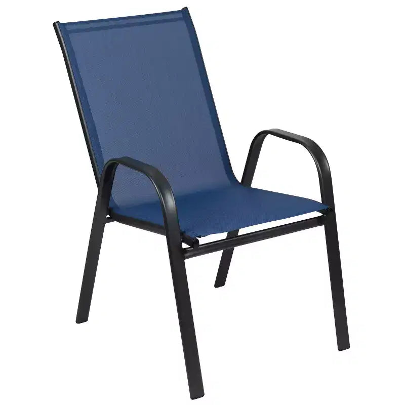 Flash Furniture Brazos 7 Piece Commercial Grade Patio Dining Set with Tempered Glass Patio Table and 6 Chairs with Flex Comfort Material Seats and Backs
