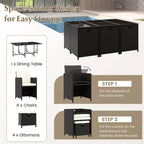 Costway 11 Pieces Patio Dining Set Space-saving Wicker Chairs & Tempered Glass Table