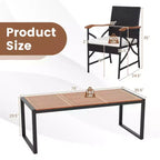 Costway 9 Pieces Patio Rattan Dining Set with Acacia Wood Table, 1.9 Umbrella Hole