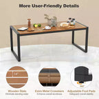 Costway 9 Pieces Patio Rattan Dining Set with Acacia Wood Table, 1.9 Umbrella Hole