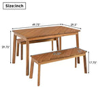 3pc Outdoor Patio Acacia Wood Table Bench Dining Set, Picnic Beer Table With 2 Benches 4A, Natural -ModernLuxe
