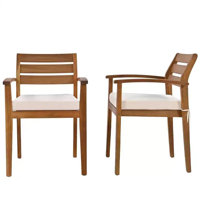 7-Piece Acacia Wood Outdoor Dining Set with Removable Cushions, Patio Furniture Set with Ergonomic Chairs and Bench For 7-8 Person 4W - ModernLuxe