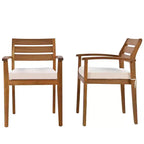 7-Piece Acacia Wood Outdoor Dining Set with Removable Cushions, Patio Furniture Set with Ergonomic Chairs and Bench For 7-8 Person 4W - ModernLuxe