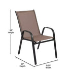 Merrick Lane 7 Piece Outdoor Dining Table Set for 6 with Glass-Top Patio Table and 6 Stack Chairs with Flex Comfort Material