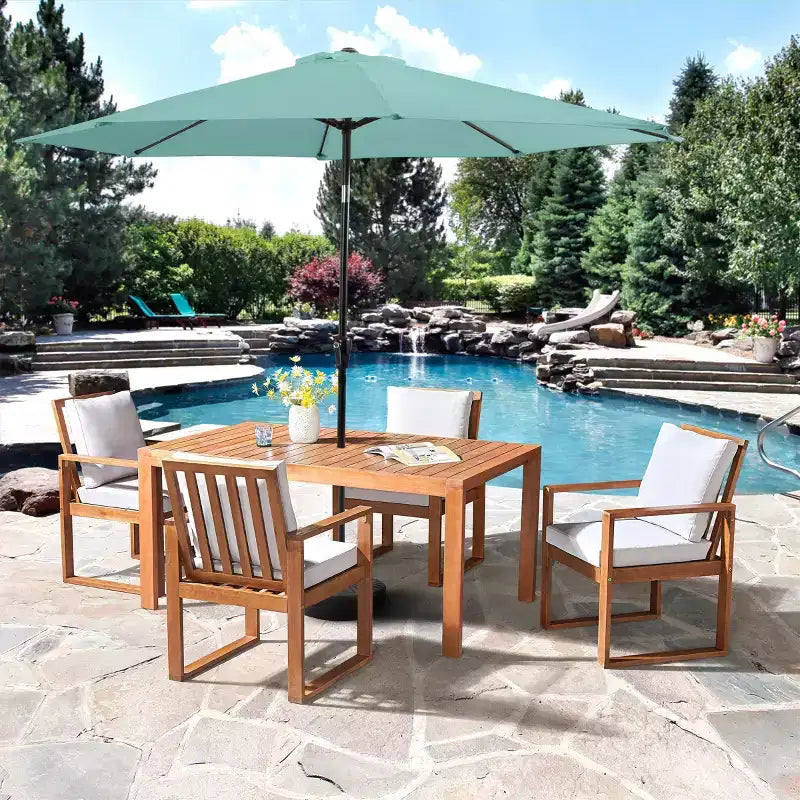Alaterre Furniture 6pc Outdoor Patio Dining Set, Weston Table with 10' Auto Tilt Umbrella