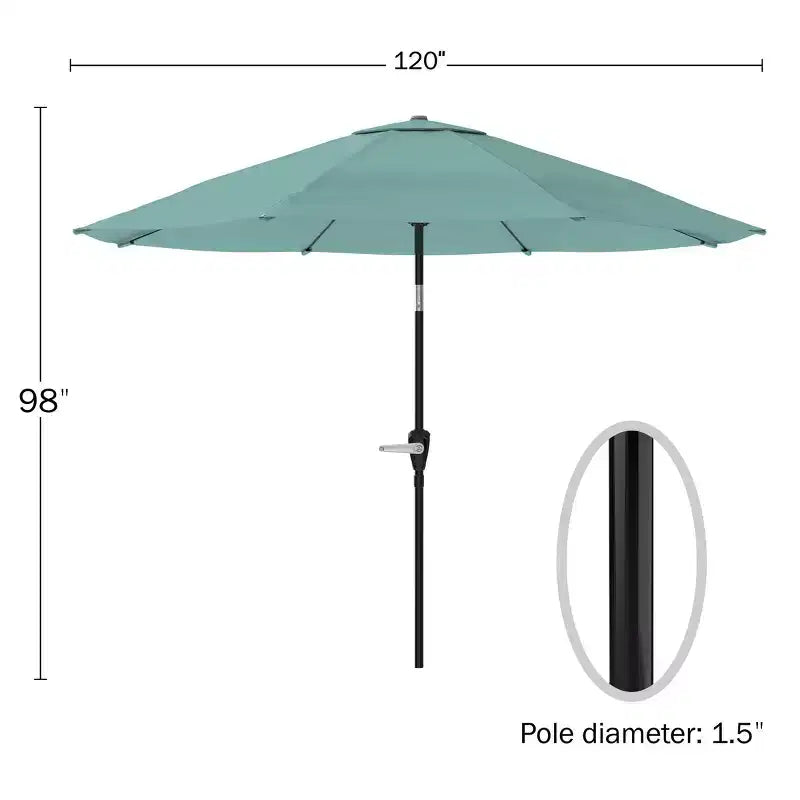 Alaterre Furniture 6pc Outdoor Patio Dining Set, Weston Table with 10' Auto Tilt Umbrella