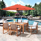Alaterre Furniture 6pc Outdoor Patio Dining Set, Weston Table with 10' Auto Tilt Umbrella