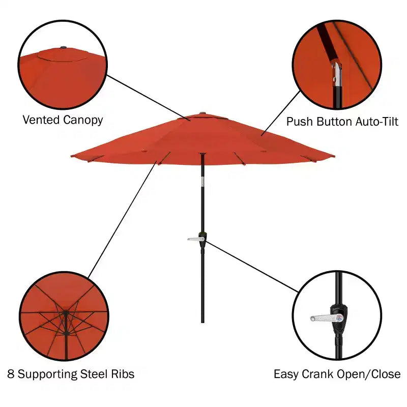 Alaterre Furniture 6pc Outdoor Patio Dining Set, Weston Table with 10' Auto Tilt Umbrella