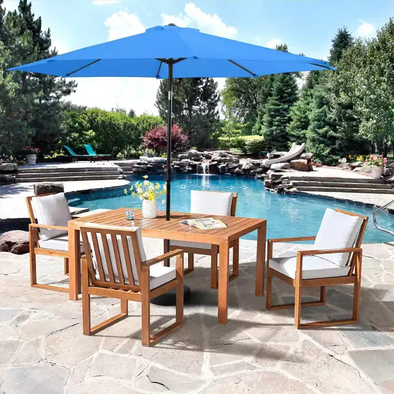 Alaterre Furniture 6pc Outdoor Patio Dining Set, Weston Table with 10' Auto Tilt Umbrella