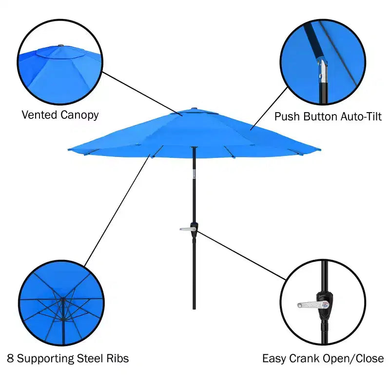 Alaterre Furniture 6pc Outdoor Patio Dining Set, Weston Table with 10' Auto Tilt Umbrella
