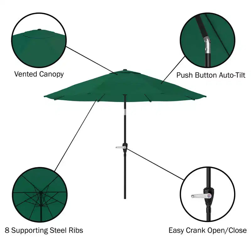 Alaterre Furniture 6pc Outdoor Patio Dining Set, Weston Table with 10' Auto Tilt Umbrella