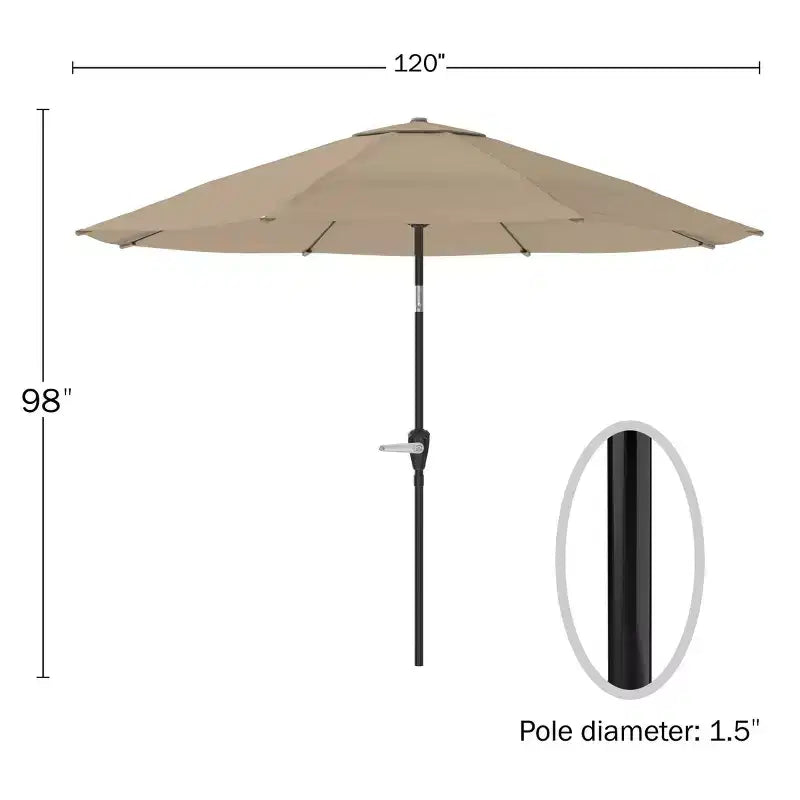 Alaterre Furniture 6pc Outdoor Patio Dining Set, Weston Table with 10' Auto Tilt Umbrella