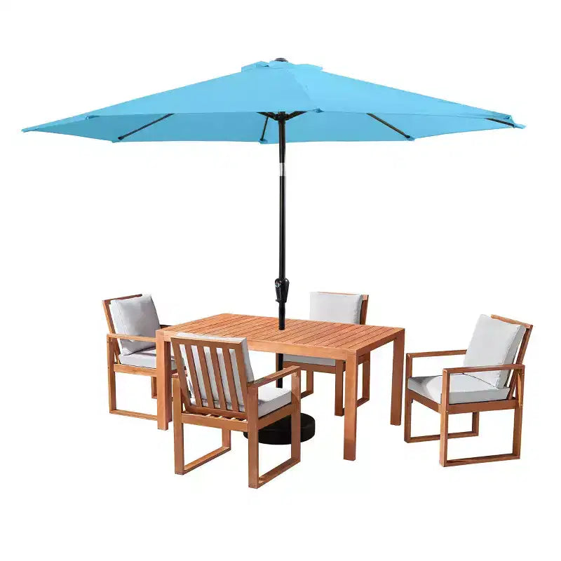 Alaterre Furniture 6-teiliges Outdoor-Terrassen-Ess-Set, Weston-Tisch mit 10' Auto-Tilt-Sonnenschirm
