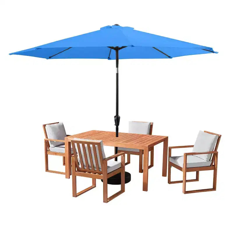 Alaterre Furniture 6-teiliges Outdoor-Terrassen-Ess-Set, Weston-Tisch mit 10' Auto-Tilt-Sonnenschirm