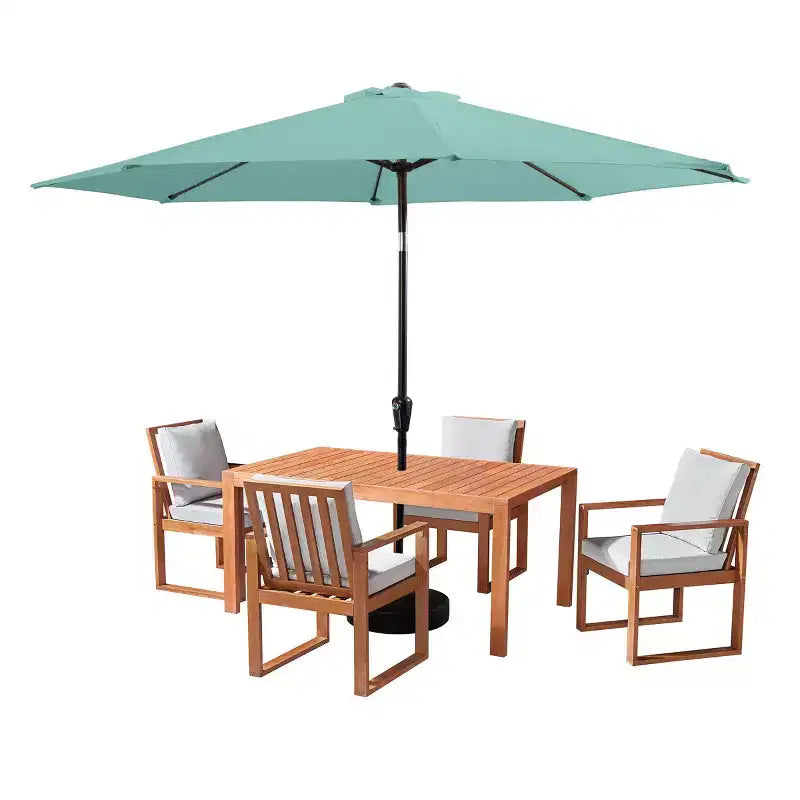 Alaterre Furniture 6-teiliges Outdoor-Terrassen-Ess-Set, Weston-Tisch mit 10' Auto-Tilt-Sonnenschirm