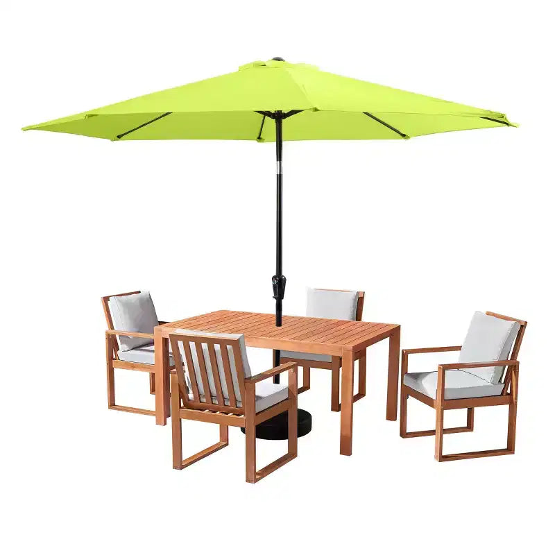 Alaterre Furniture 6-teiliges Outdoor-Terrassen-Ess-Set, Weston-Tisch mit 10' Auto-Tilt-Sonnenschirm