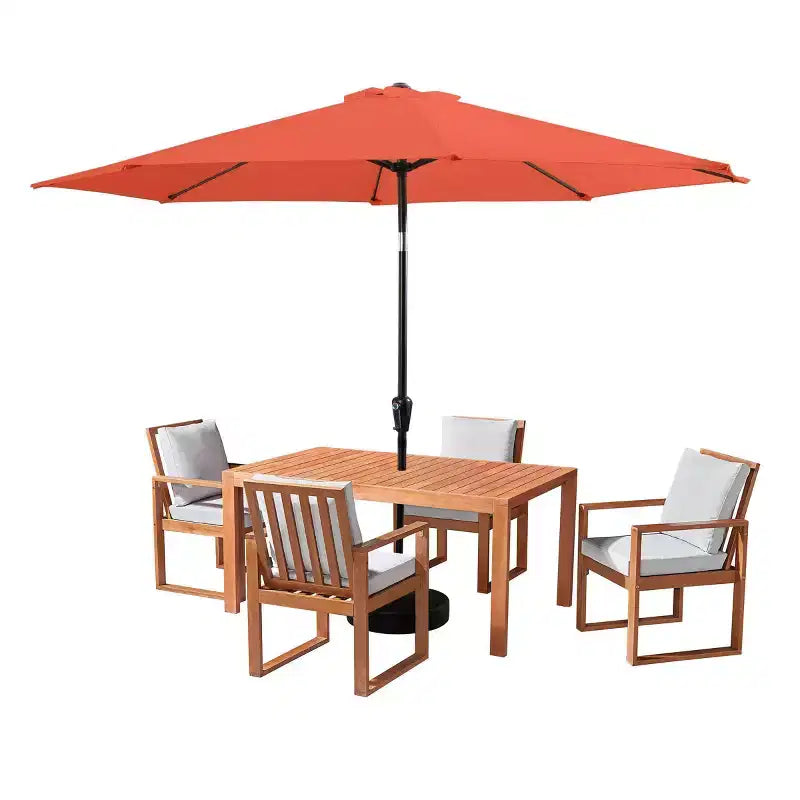 Alaterre Furniture 6-teiliges Outdoor-Terrassen-Ess-Set, Weston-Tisch mit 10' Auto-Tilt-Sonnenschirm