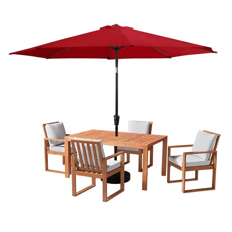 Alaterre Furniture 6-teiliges Outdoor-Terrassen-Ess-Set, Weston-Tisch mit 10' Auto-Tilt-Sonnenschirm