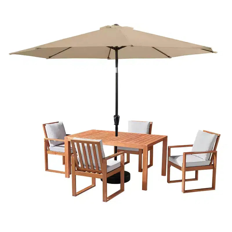 Alaterre Furniture 6-teiliges Outdoor-Terrassen-Ess-Set, Weston-Tisch mit 10' Auto-Tilt-Sonnenschirm