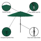 Alaterre Furniture 8pc Outdoor Patio Dining Set, Weston Table with 10' Auto Tilt Umbrella