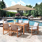 Alaterre Furniture 8pc Outdoor Patio Dining Set, Weston Table with 10' Auto Tilt Umbrella