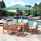 Alaterre Furniture 8pc Outdoor Patio Dining Set, Weston Table with 10' Auto Tilt Umbrella
