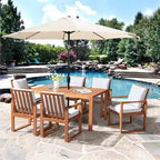 Alaterre Furniture 8pc Outdoor Patio Dining Set, Weston Table with 10' Auto Tilt Umbrella