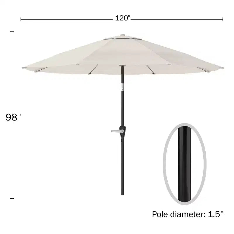 Alaterre Furniture 8pc Outdoor Patio Dining Set, Weston Table with 10' Auto Tilt Umbrella