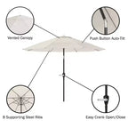 Alaterre Furniture 8pc Outdoor Patio Dining Set, Weston Table with 10' Auto Tilt Umbrella