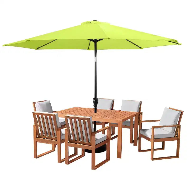 Alaterre Furniture 8-teiliges Garten-Essset, Weston-Tisch mit 10' Sonnenschirm mit automatischer Neigefunktion