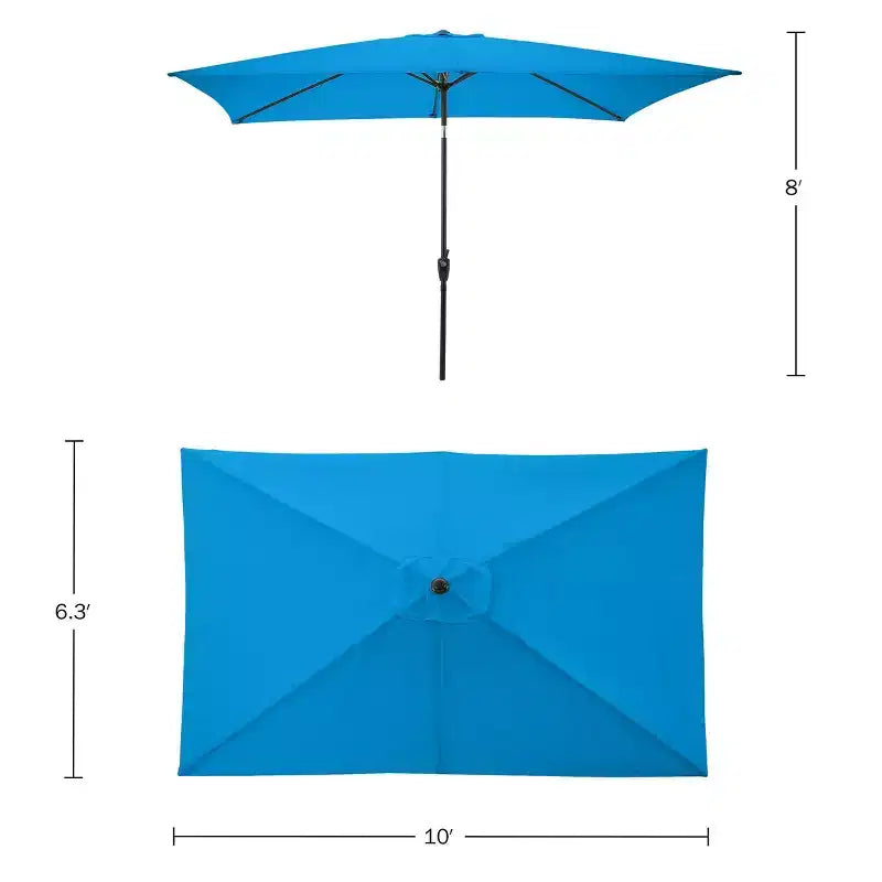 Alaterre Furniture 8pc Outdoor Patio Dining Set, Weston Table with 10' Rectangular Umbrella