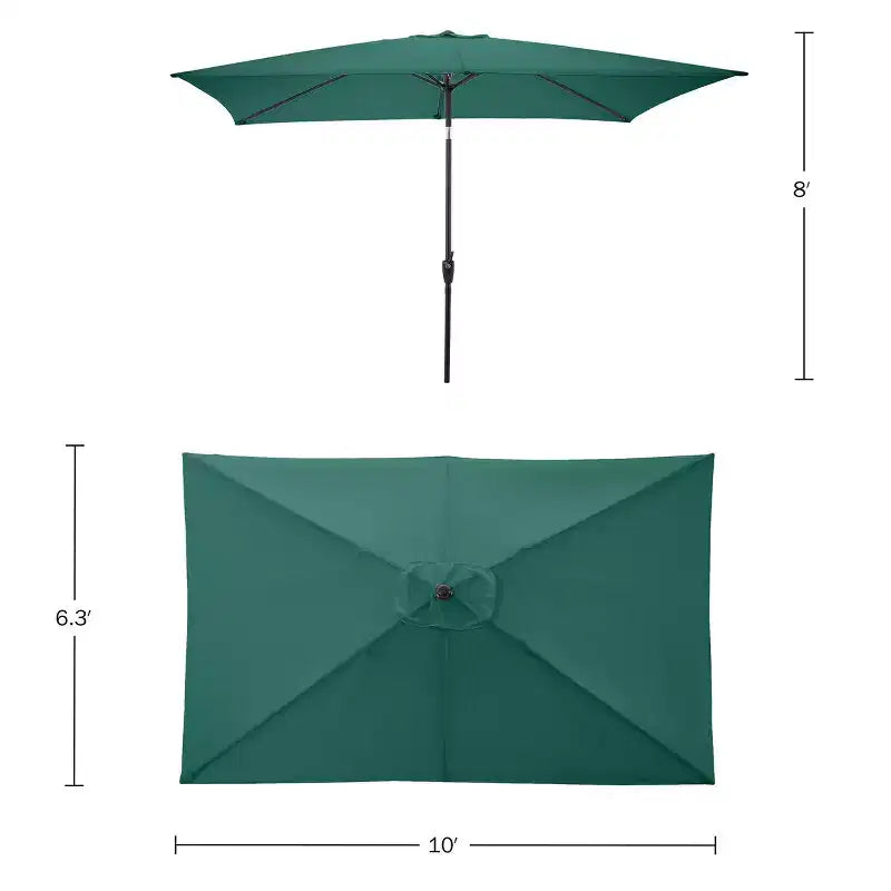 Alaterre Furniture 8pc Outdoor Patio Dining Set, Weston Table with 10' Rectangular Umbrella