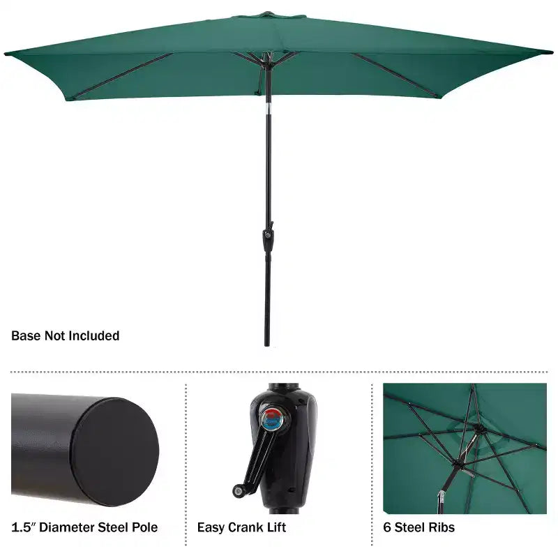 Alaterre Furniture 8pc Outdoor Patio Dining Set, Weston Table with 10' Rectangular Umbrella
