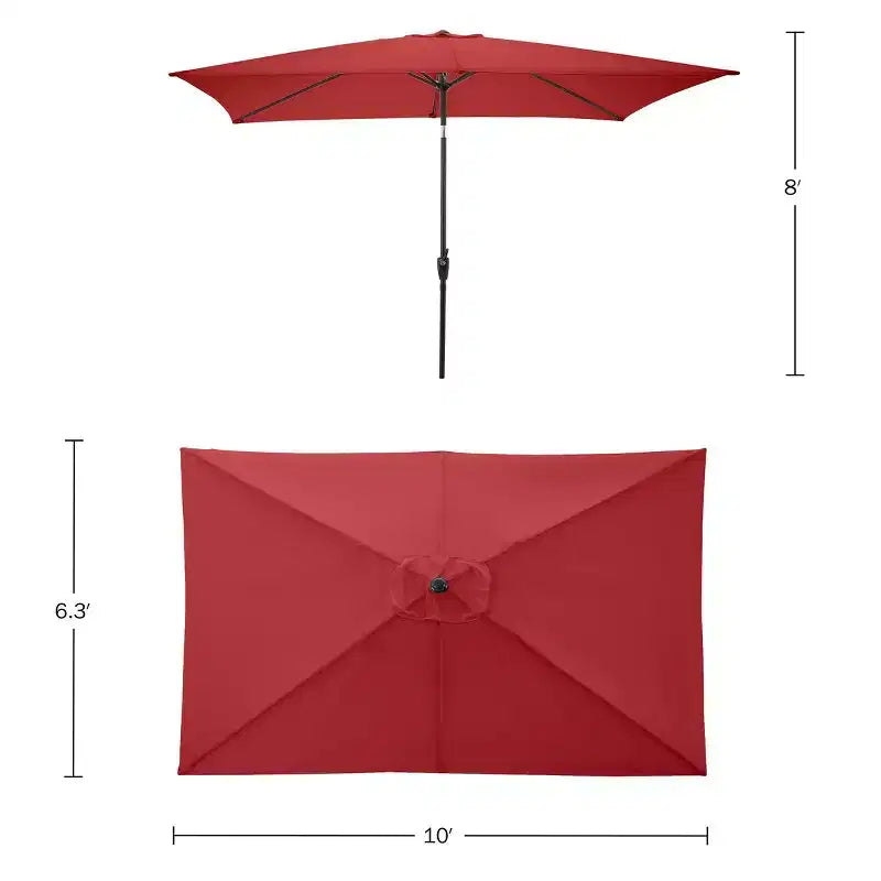 Alaterre Furniture 8pc Outdoor Patio Dining Set, Weston Table with 10' Rectangular Umbrella