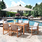 Alaterre Furniture 8pc Outdoor Patio Dining Set, Weston Table with 10' Rectangular Umbrella