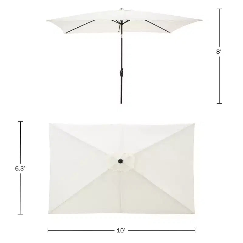 Alaterre Furniture 8pc Outdoor Patio Dining Set, Weston Table with 10' Rectangular Umbrella
