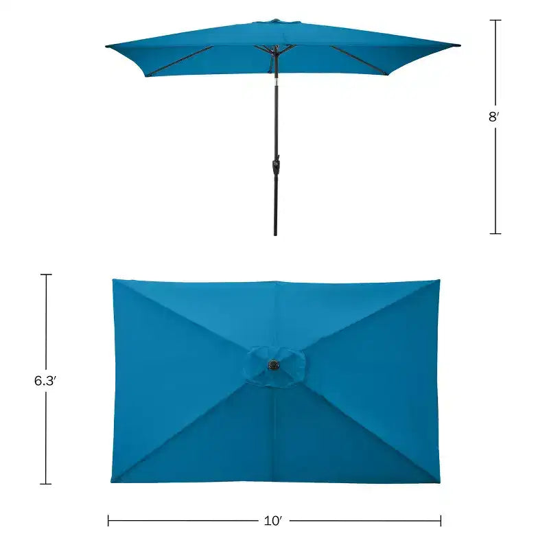 Alaterre Furniture 8pc Outdoor Patio Dining Set, Weston Table with 10' Rectangular Umbrella